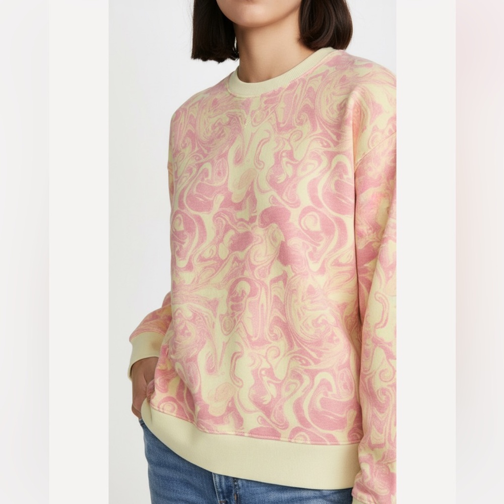 BP Nordstrom Tie Dye Spacey Sweatshirt Crew Pink Yellow Pullover SIZE XS